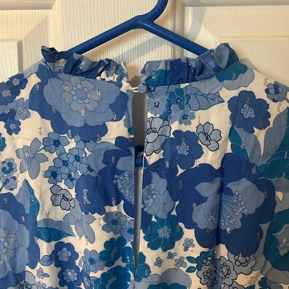 Sugarlips Blue and White Ruffled Tiered Long Sleeve Dress size Small - Picture 5 of 12